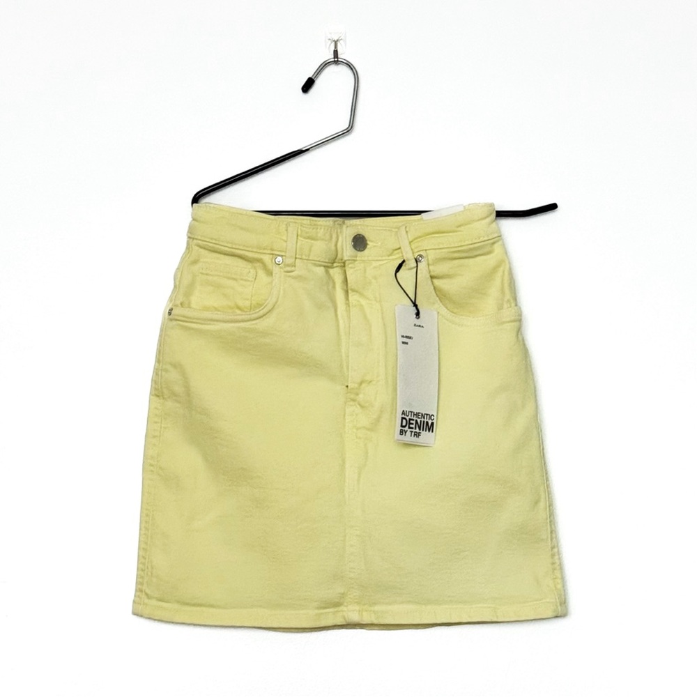 ZARA Yellow Denim Skirt by TRF, Size S